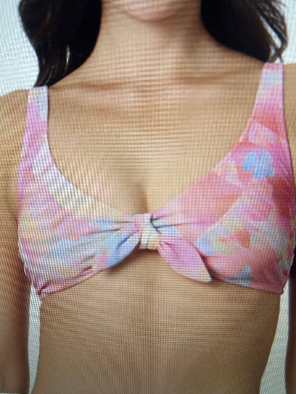 NWT Salt + Cove Sunset Palms tie front bikini top XS